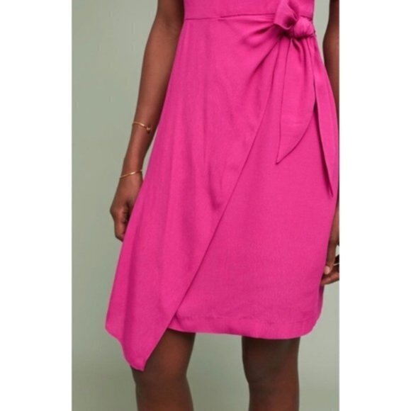 NEW Anthropologie‎ Maeve Pink Resort Wrap Dress - Picture 3 of 12